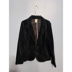 Faded Glory Black Velvet 2 Button Blazer Ladies M(8/10) Academia Y2K Classic